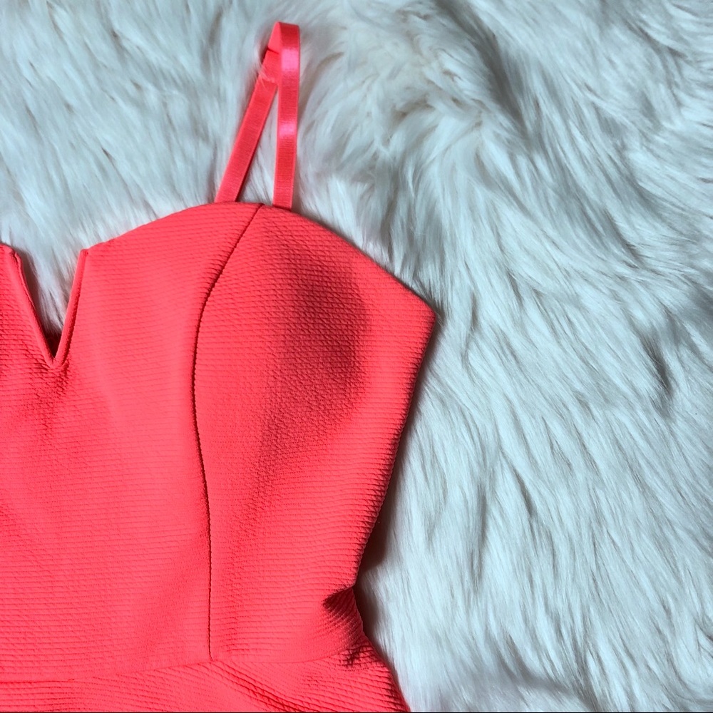 SOLD❗️MATERIAL GIRL Padded Neon Pink Peplum Romper - Picture 4 of 8